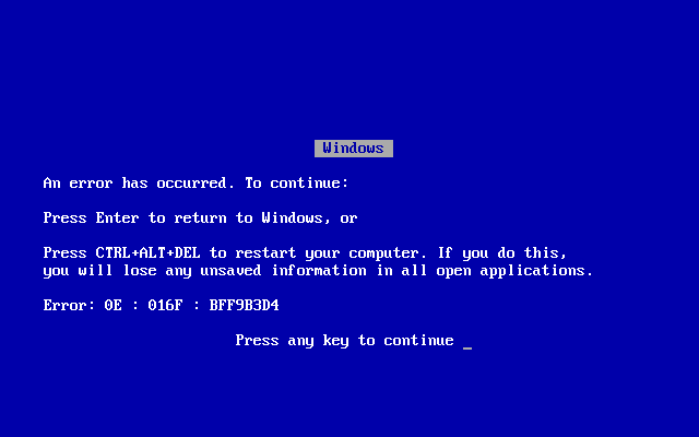 Name:  Windows_9X_BSOD.png
Views: 1393
Size:  1.8 KB